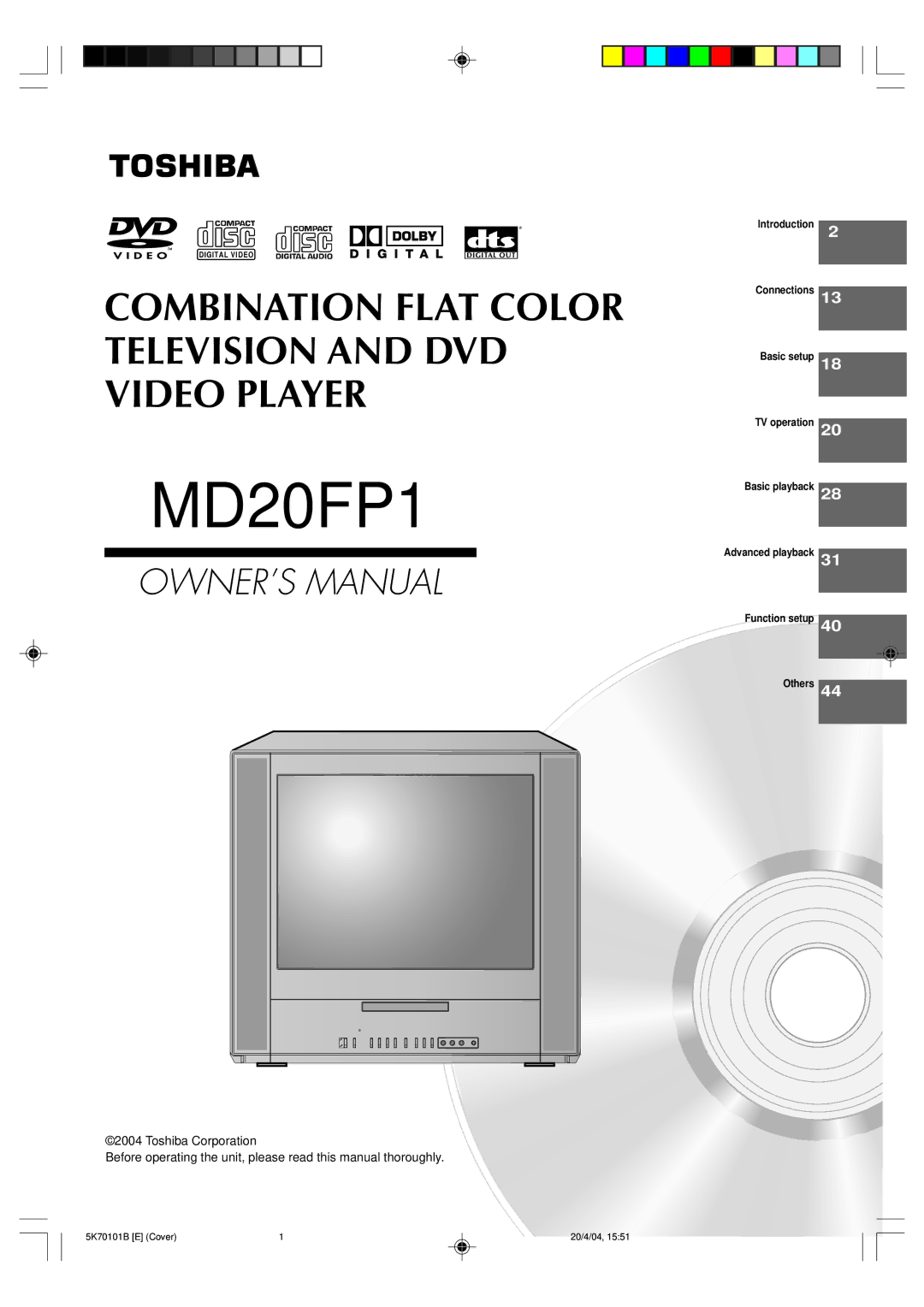 Toshiba MD20FP1 owner manual 