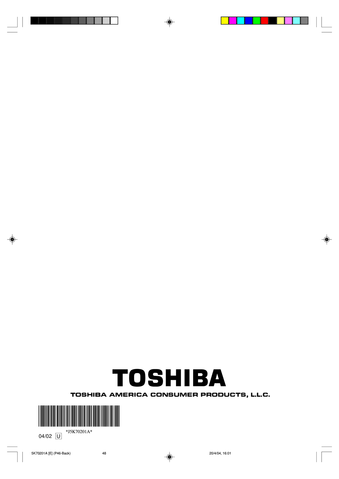 Toshiba MD20FP3 owner manual 04/02 U 