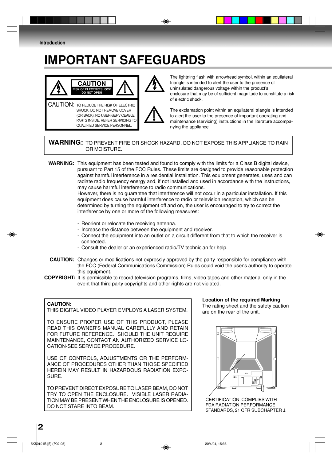 Toshiba MD20P1 owner manual Important Safeguards, Introduction 