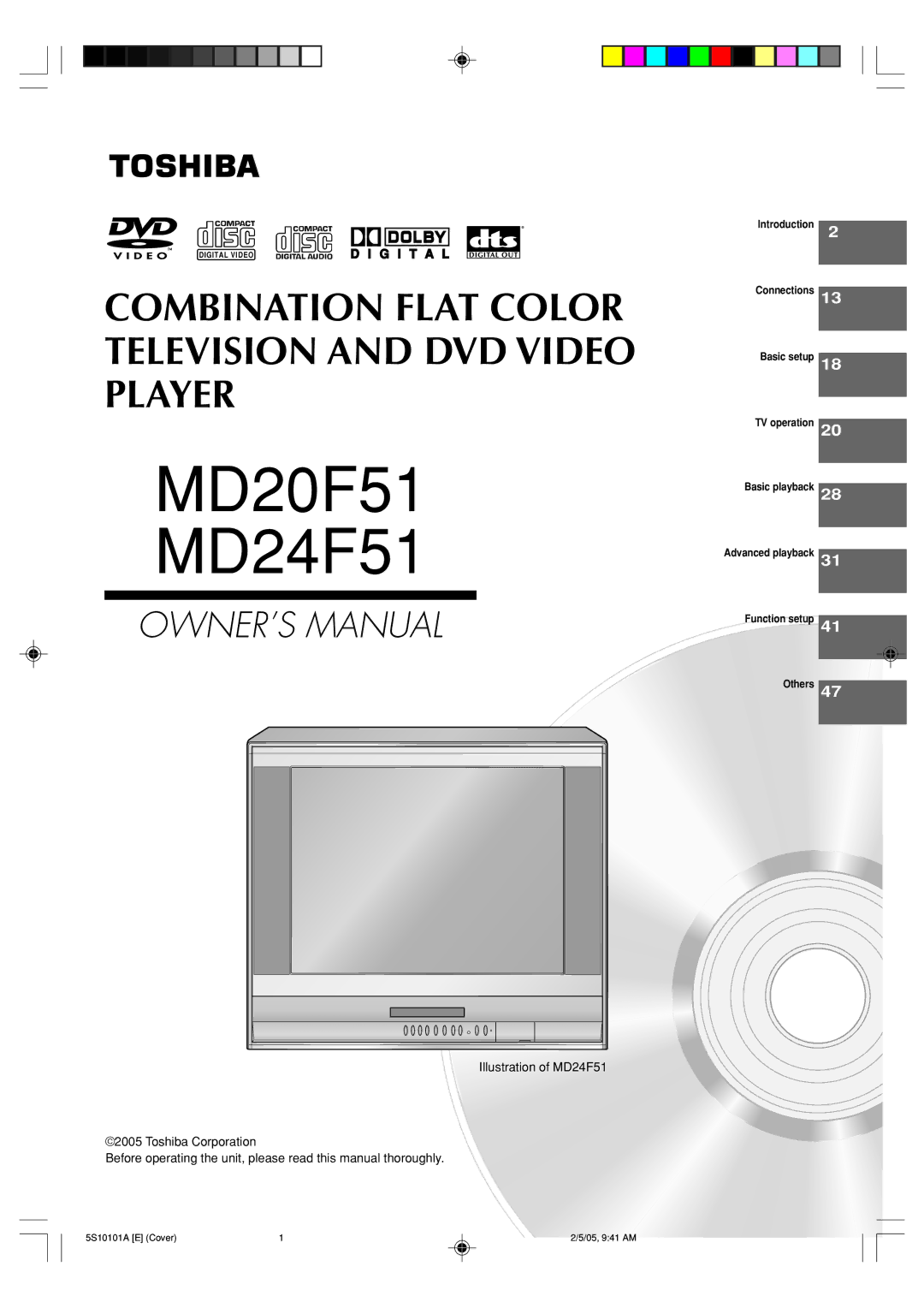 Toshiba owner manual MD20F51 MD24F51 