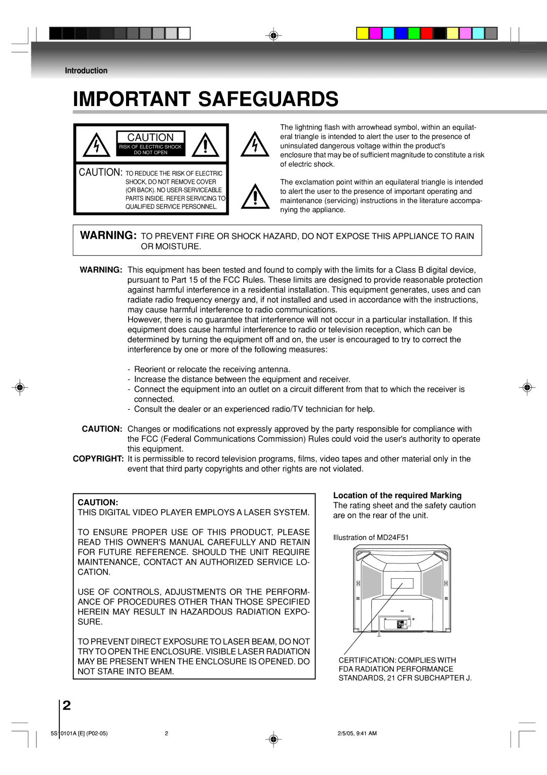 Toshiba MD24F51, MD20F51 owner manual Important Safeguards, Introduction 