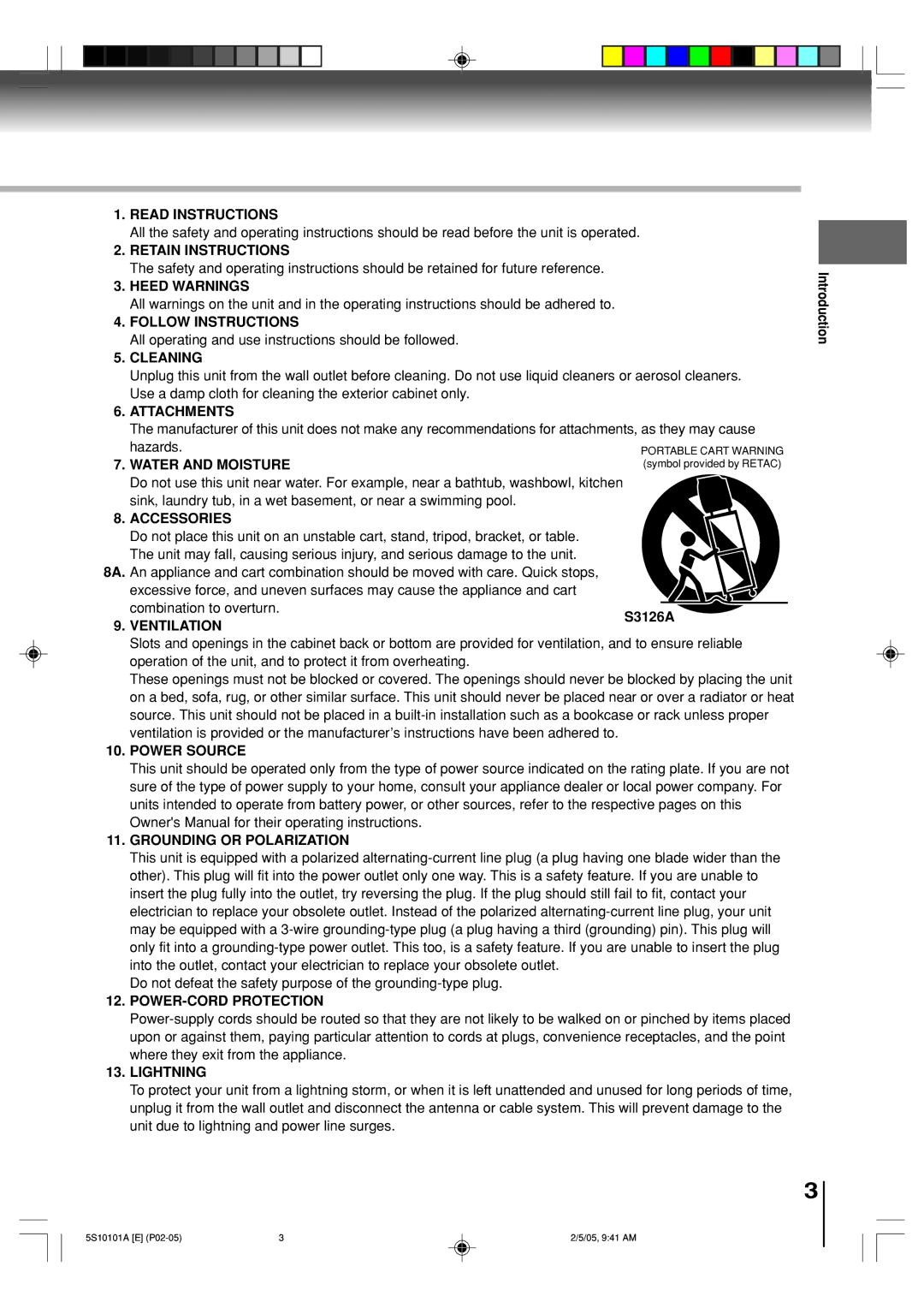 Toshiba MD20F51, MD24F51 owner manual S3126A, Introduction 