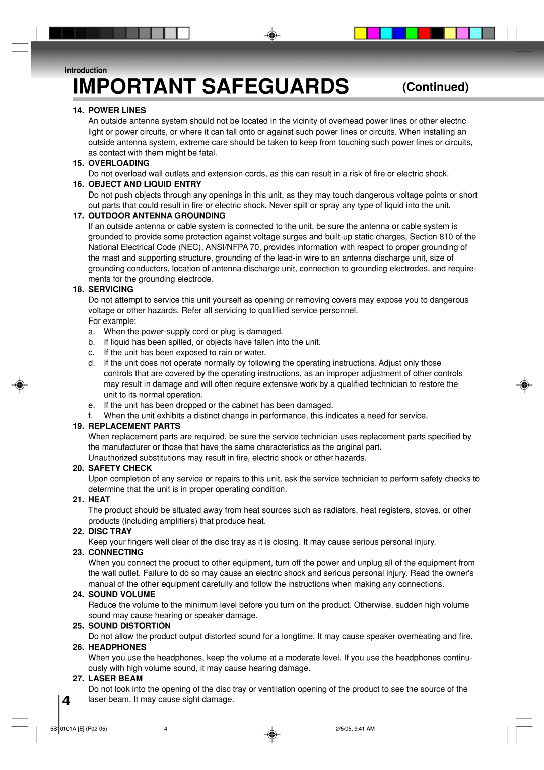 Toshiba MD24F51, MD20F51 owner manual Important Safeguards, Heat 