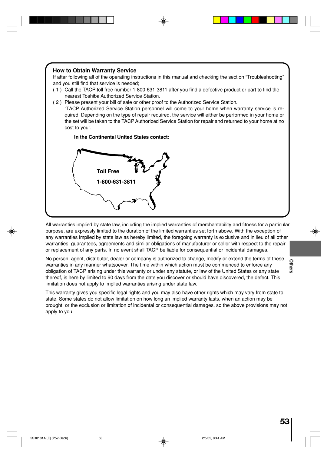 Toshiba MD20F51, MD24F51 owner manual How to Obtain Warranty Service, Continental United States contact 