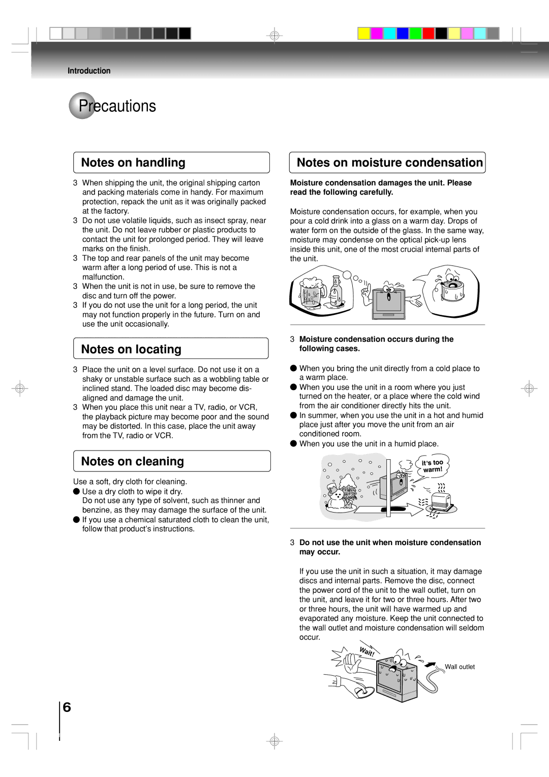 Toshiba MD24F51, MD20F51 owner manual Precautions, Wait 