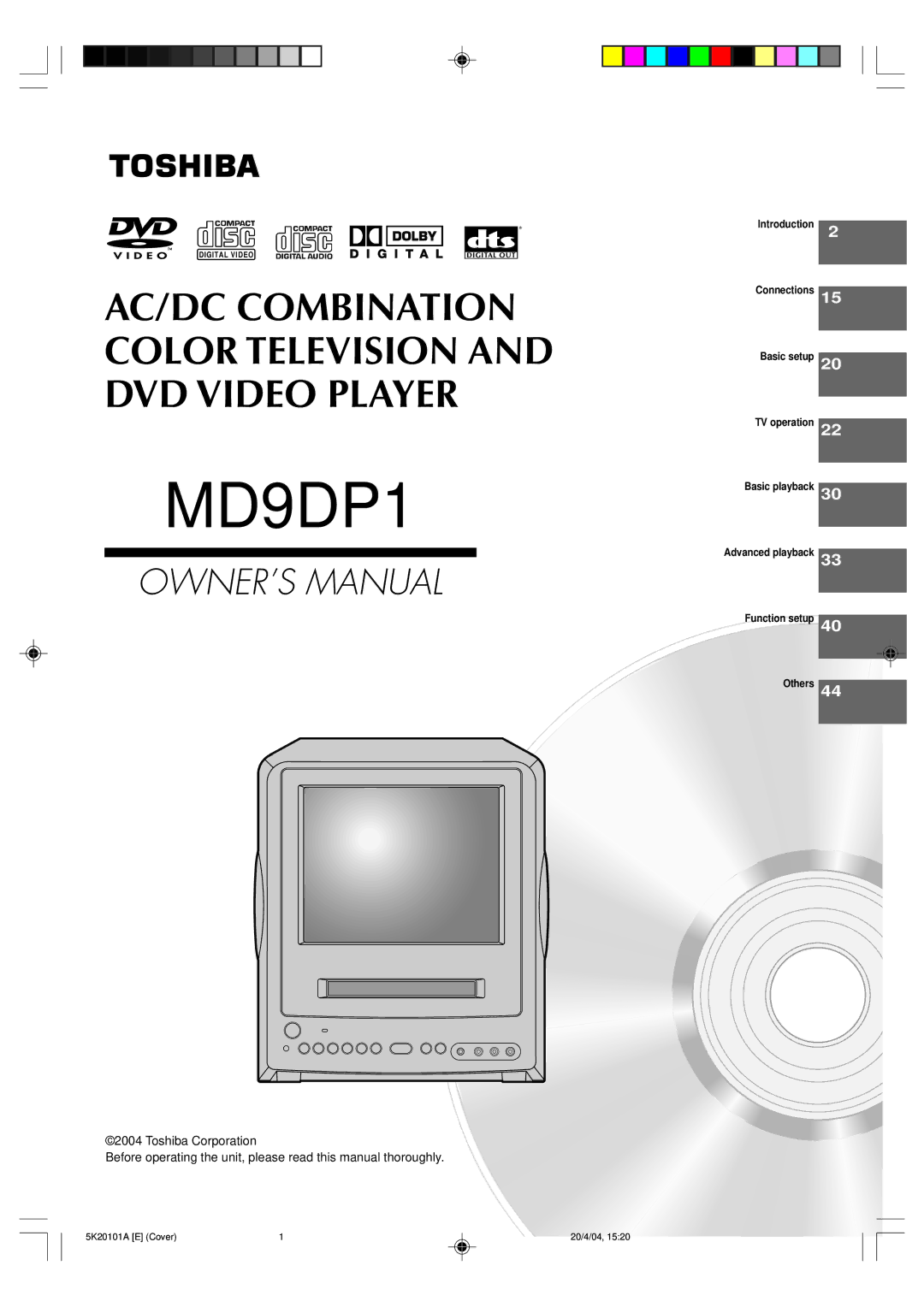 Toshiba MD9DP1 owner manual 