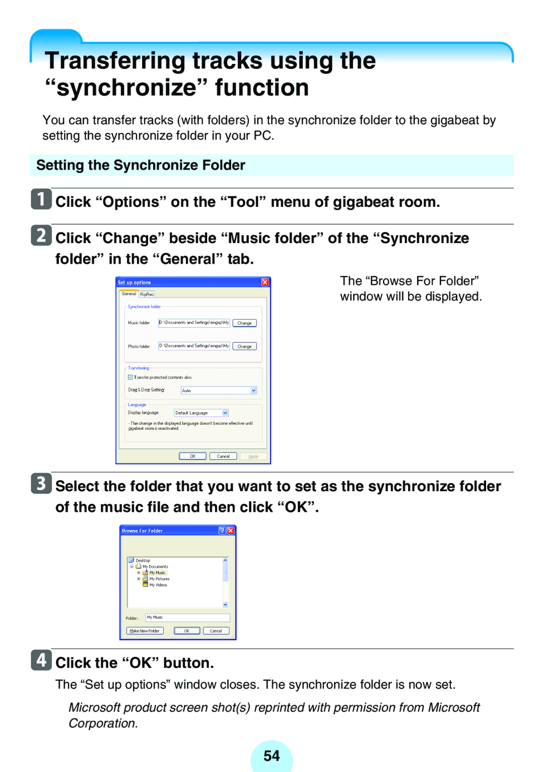 Toshiba MEGF10K, MEG-F40, MEGF20K, MEGF10S, MEG-F20, MEG-F60 owner manual Transferring tracks using the synchronize function 