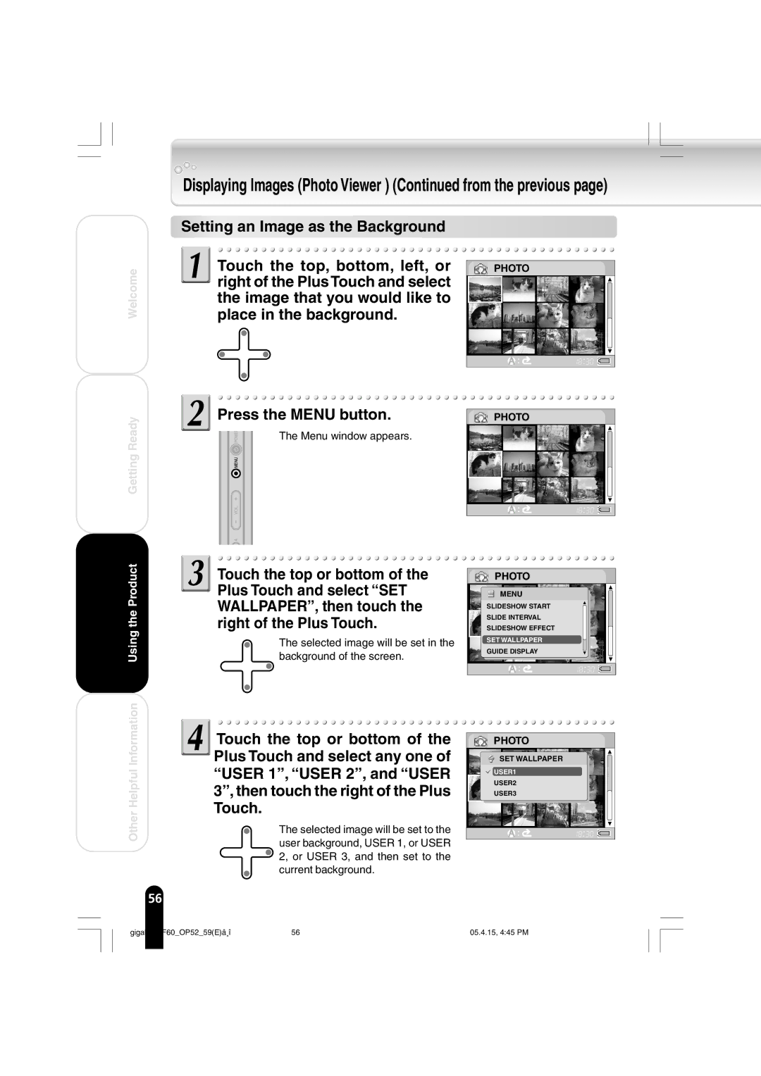 Toshiba MEGF60 owner manual Displaying Images Photo Viewer from the previous 