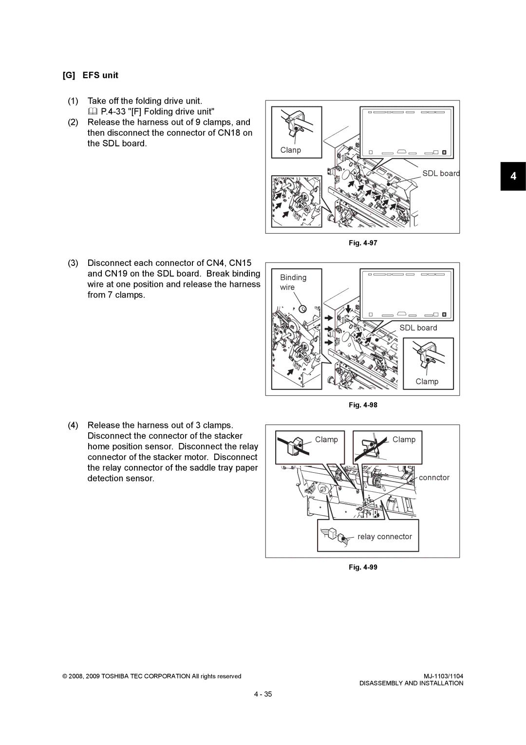 Toshiba MJ-1103, MJ-1104 service manual EFS unit, Clanp, Binding, Wire, Relay connector 