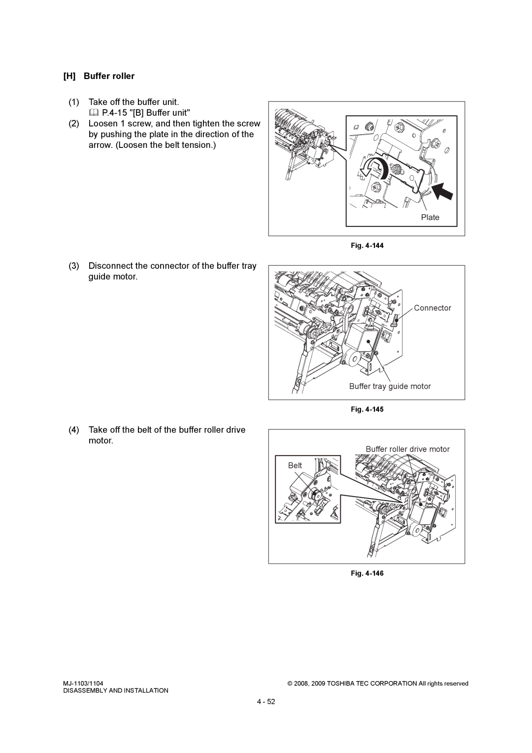 Toshiba MJ-1104, MJ-1103 service manual Buffer roller, Buffer tray guide motor 