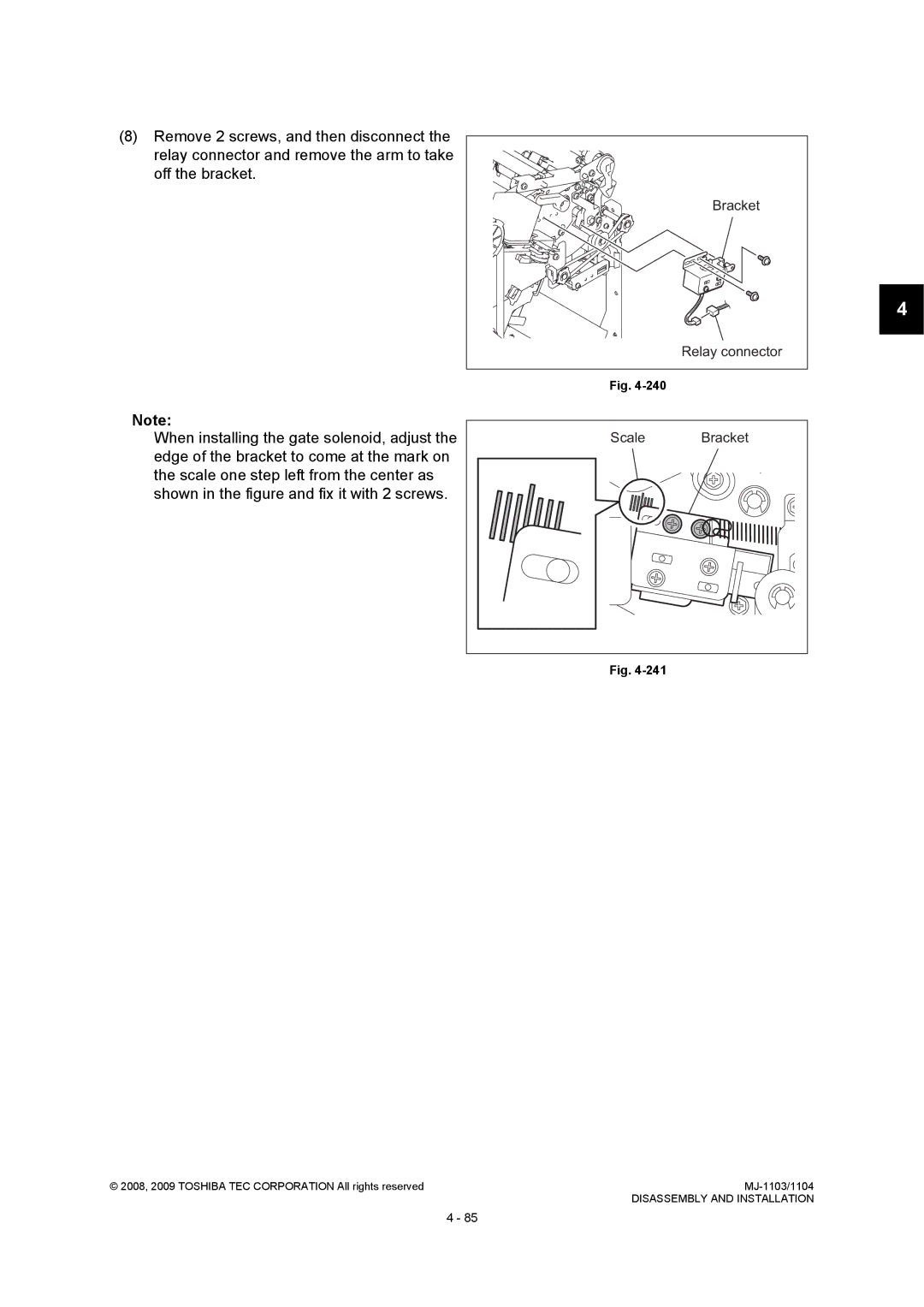 Toshiba MJ-1103, MJ-1104 service manual Scale Bracket 