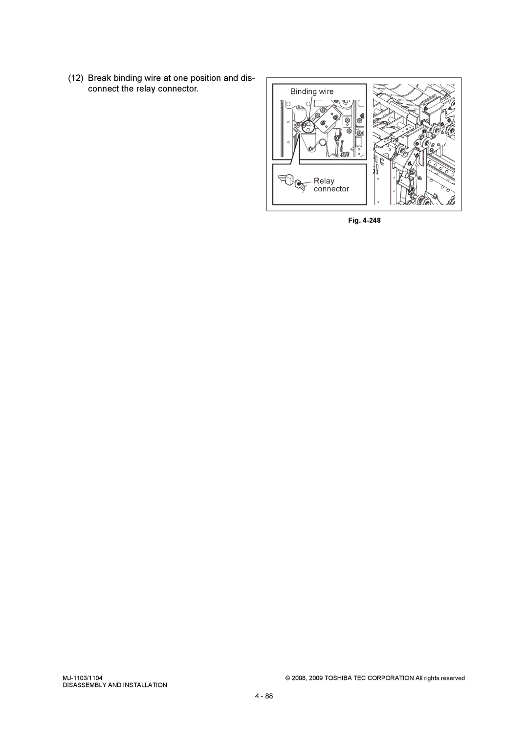 Toshiba MJ-1104, MJ-1103 service manual Binding wire, Relay 