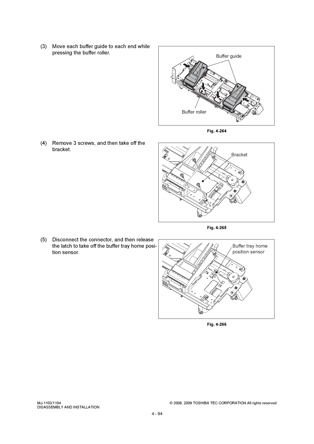 Toshiba MJ-1104, MJ-1103 service manual Buffer roller, Buffer tray home position sensor 