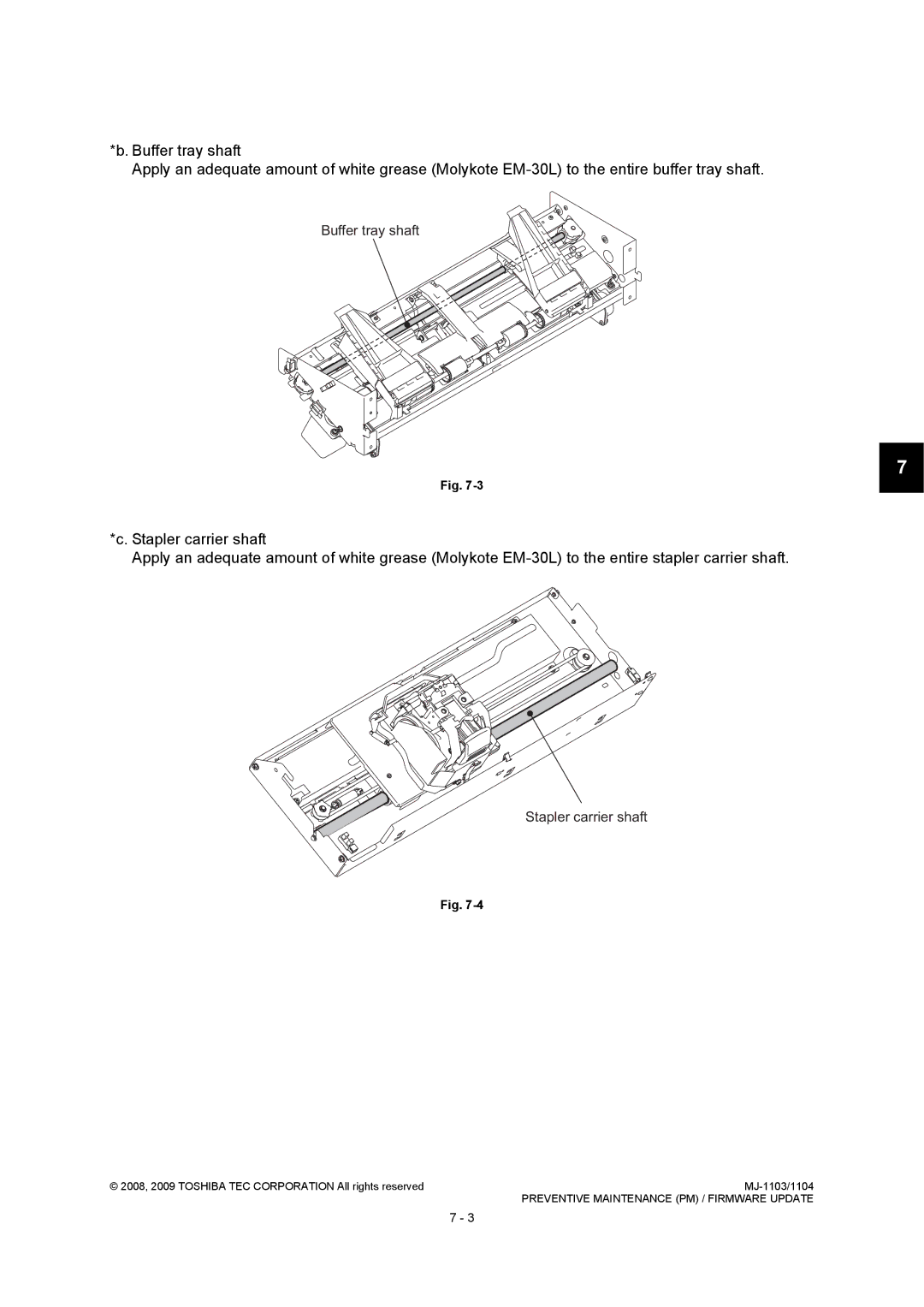 Toshiba MJ-1103, MJ-1104 service manual Buffer tray shaft 