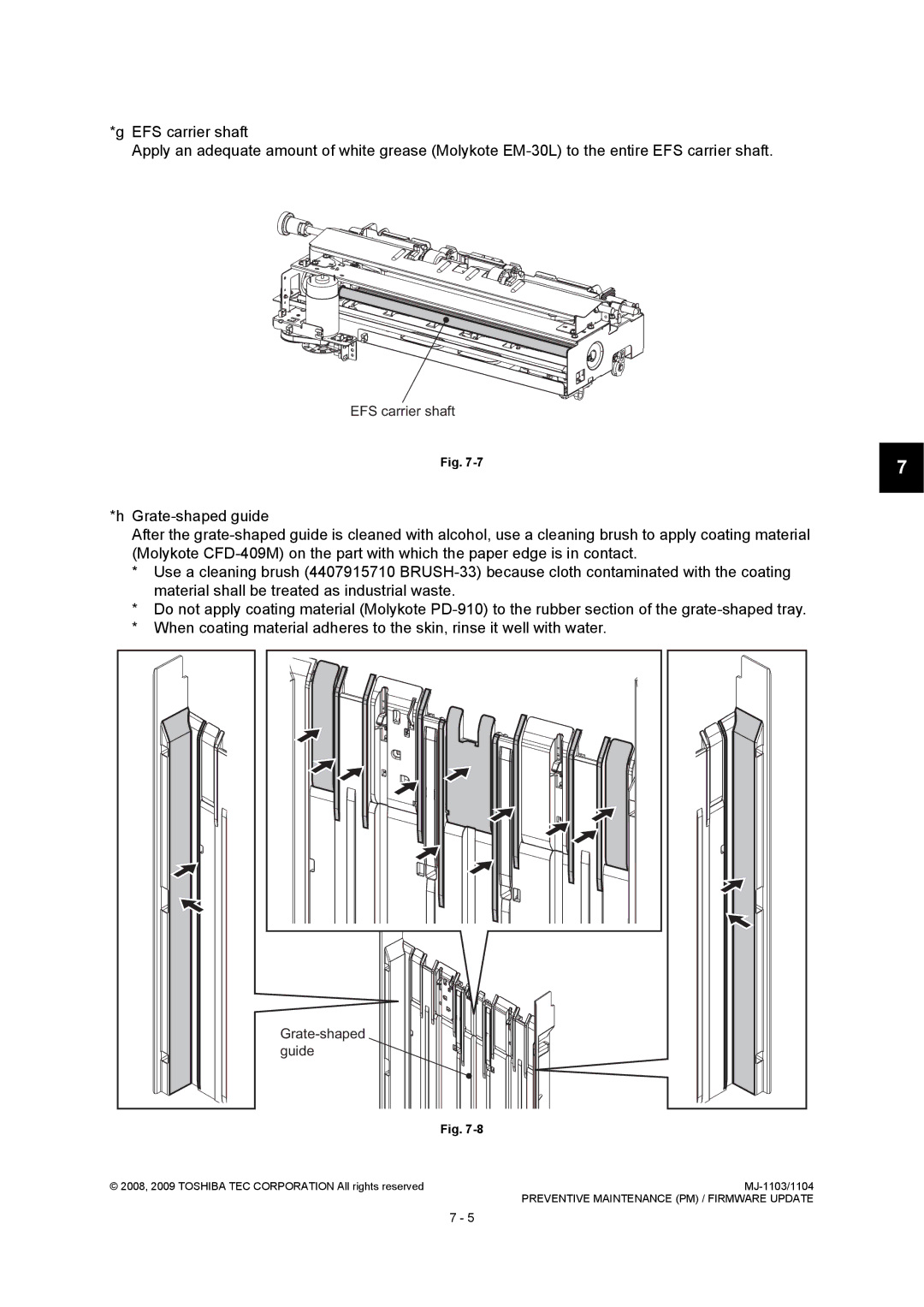 Toshiba MJ-1103, MJ-1104 service manual EFS carrier shaft 