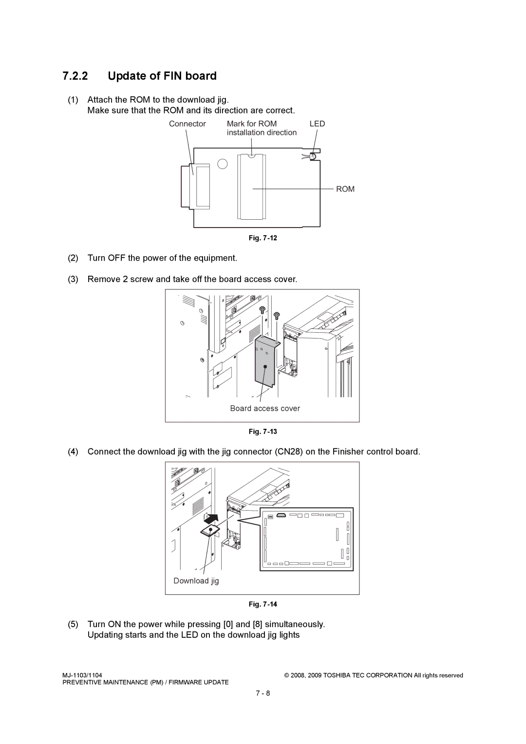 Toshiba MJ-1104, MJ-1103 service manual Update of FIN board 