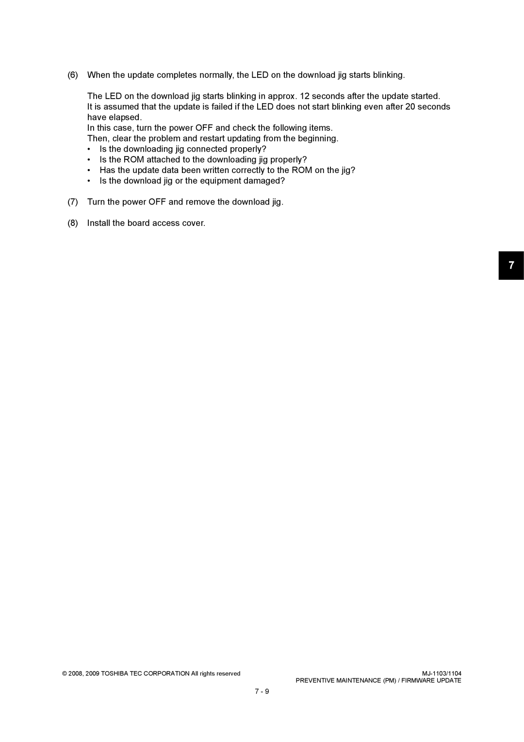 Toshiba MJ-1103, MJ-1104 service manual Preventive Maintenance PM / Firmware Update 