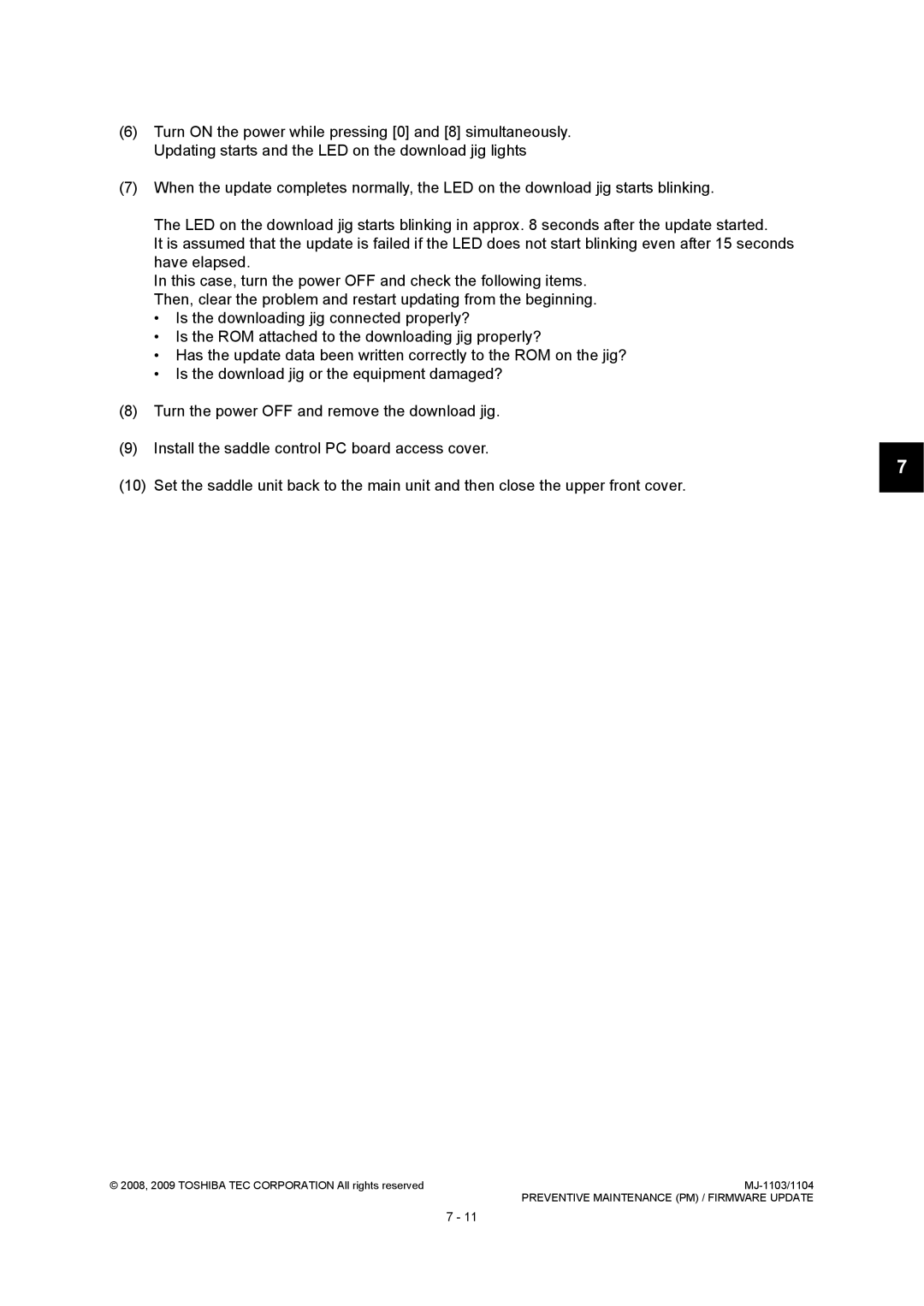 Toshiba MJ-1103, MJ-1104 service manual Preventive Maintenance PM / Firmware Update 