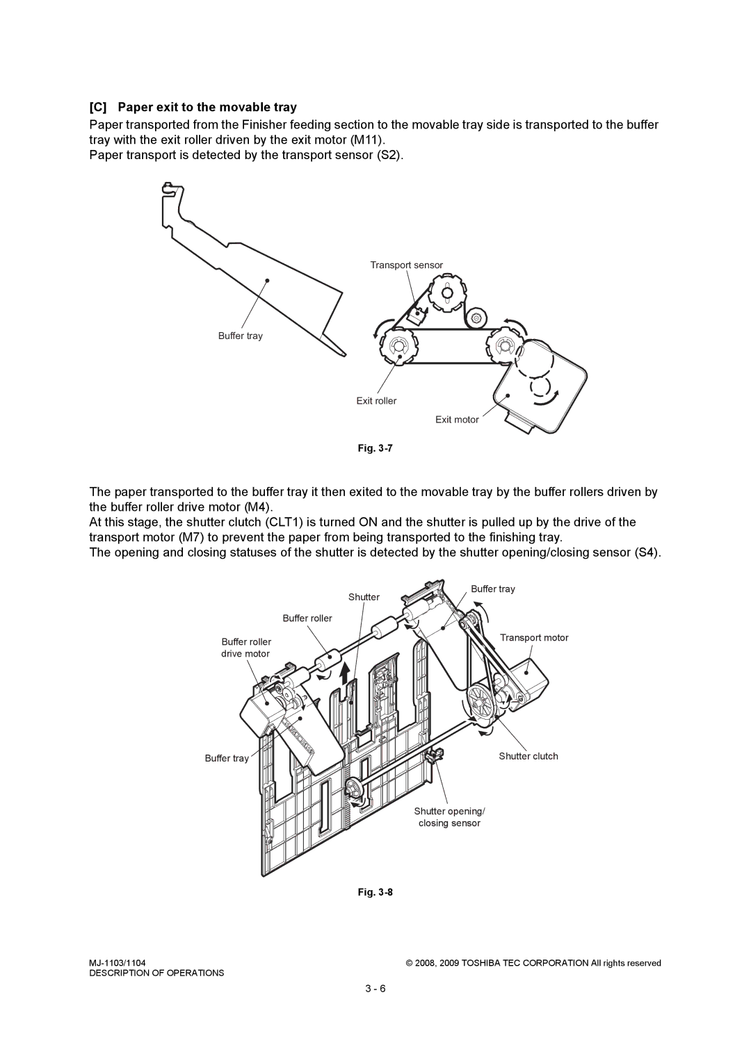 Toshiba MJ-1104, MJ-1103 service manual Paper exit to the movable tray 