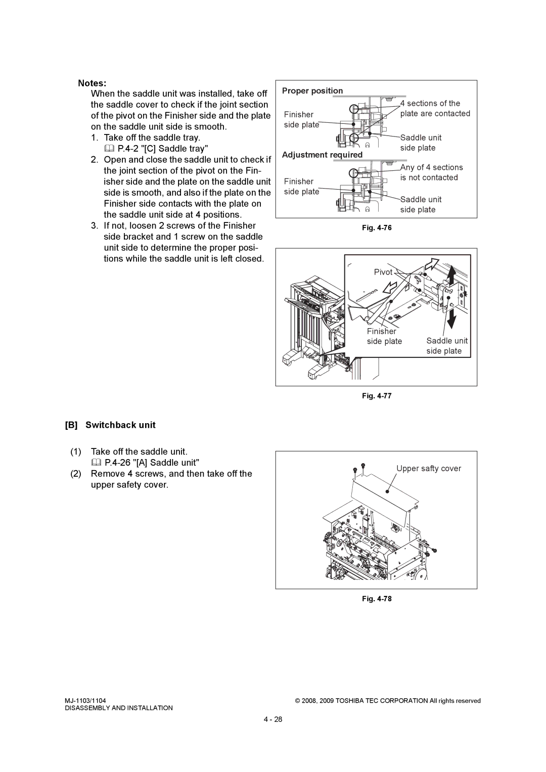 Toshiba MJ-1104, MJ-1103 service manual Switchback unit 