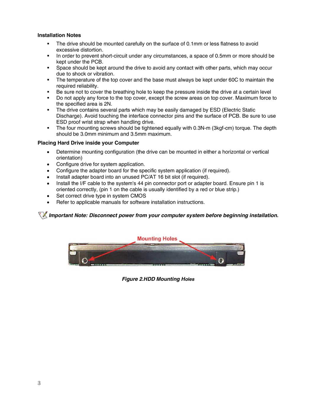 Toshiba MK1011GAV user manual Installation Notes, Placing Hard Drive inside your Computer 