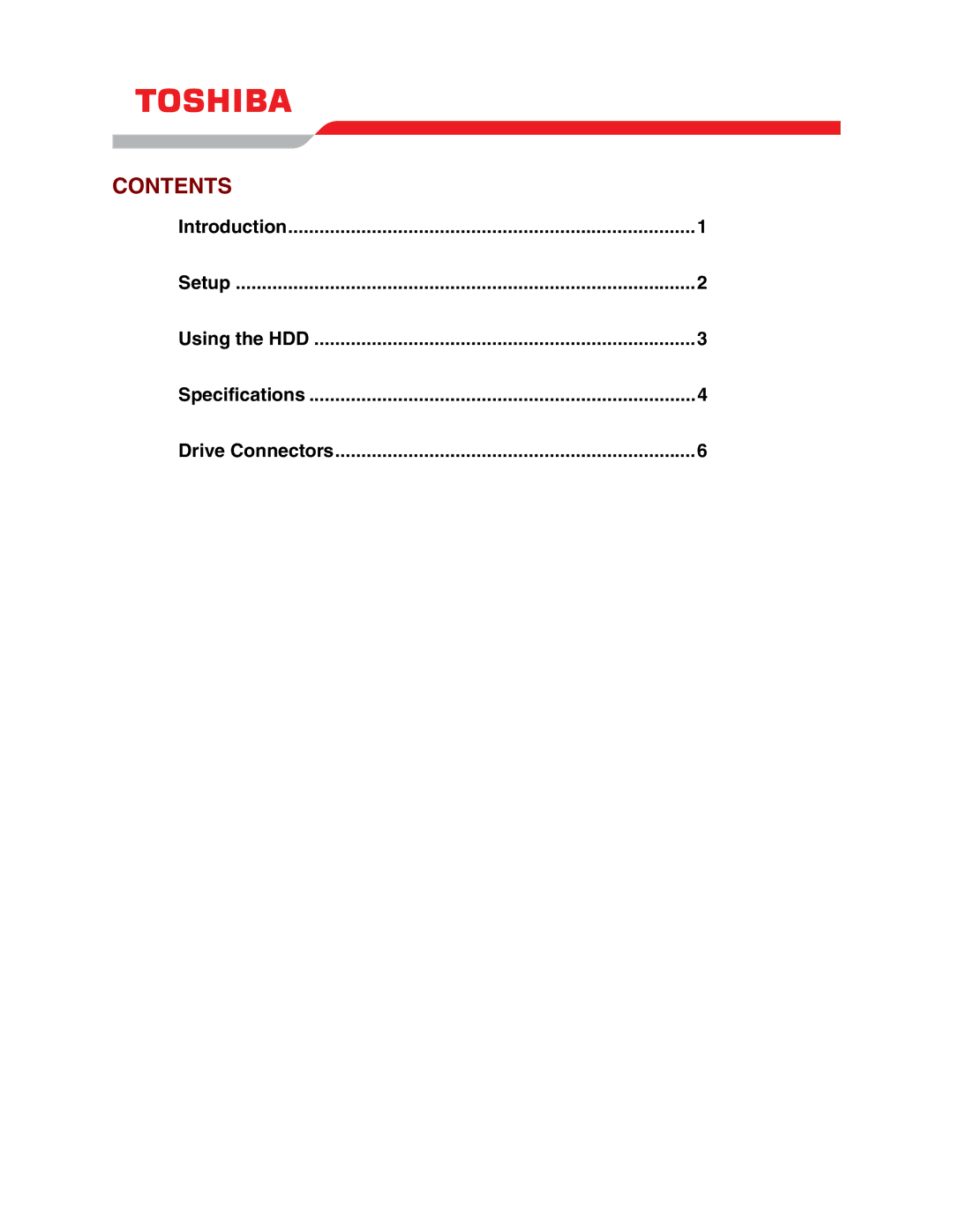 Toshiba MK2006GAL user manual Contents 