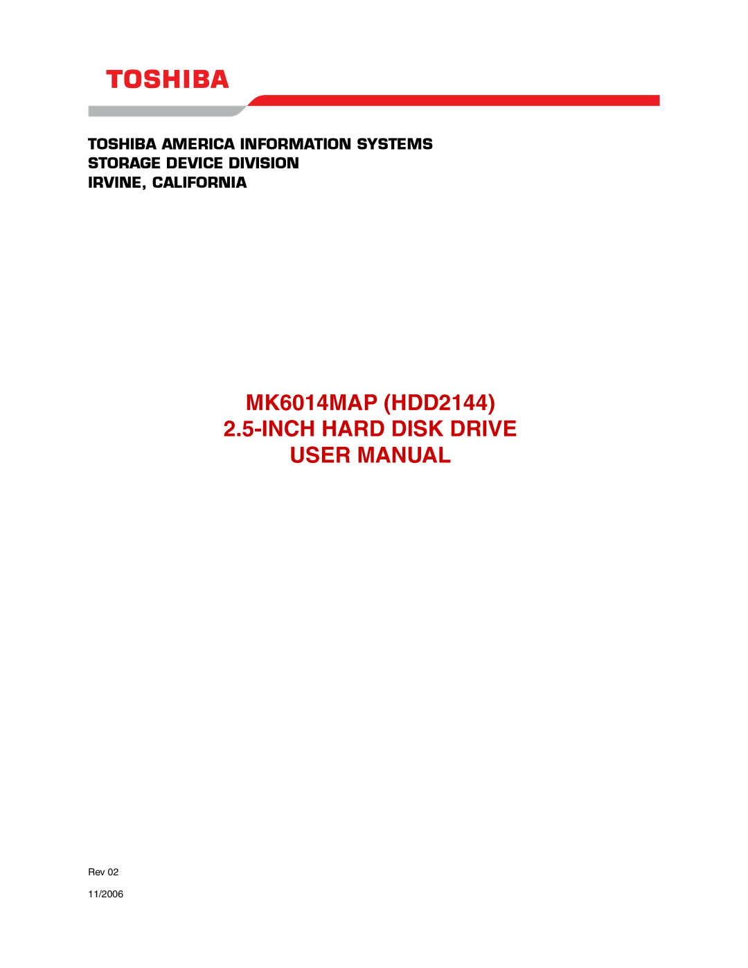 Toshiba MK6014MAP user manual Inch Hard Disk Drive 