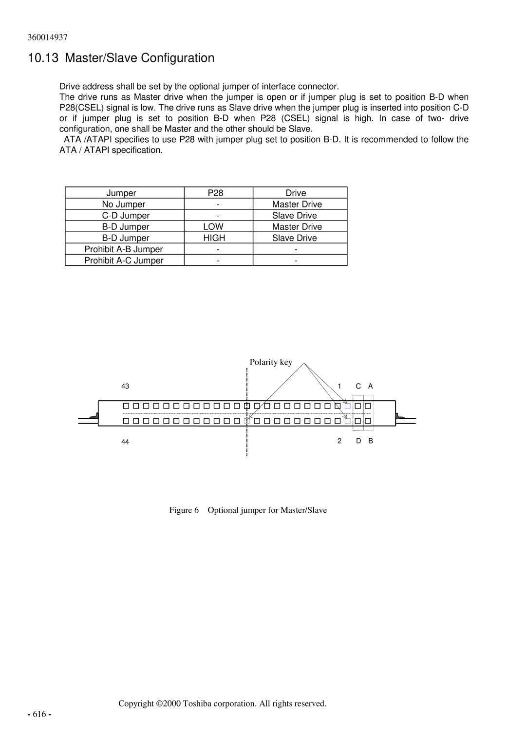 Toshiba MK6017MAP manual Master/Slave Configuration, Low, High 