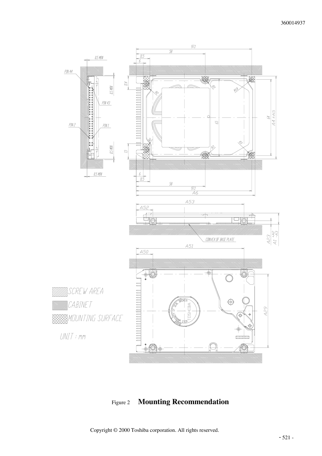 Toshiba MK6017MAP manual Mounting Recommendation 