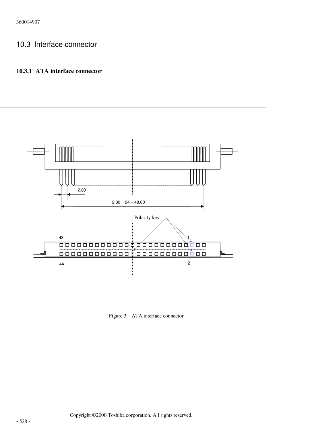 Toshiba MK6017MAP manual Interface connector, ATA interface connector 