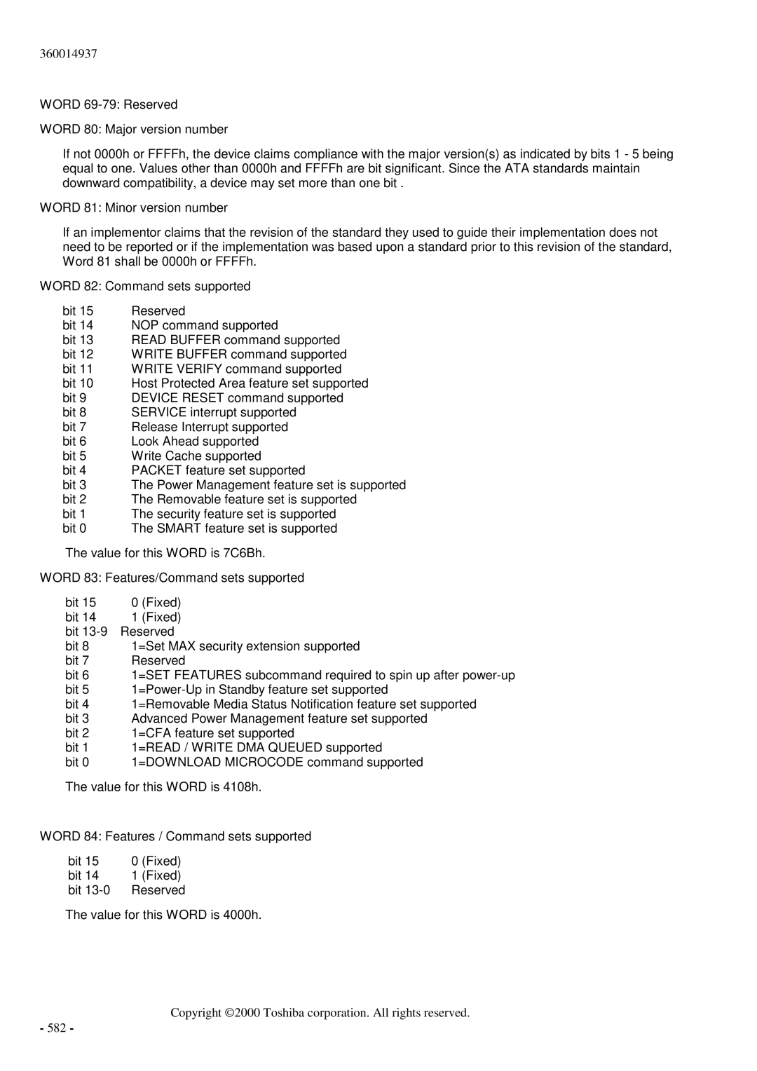 Toshiba MK6017MAP manual Copyright 2000 Toshiba corporation. All rights reserved 582 