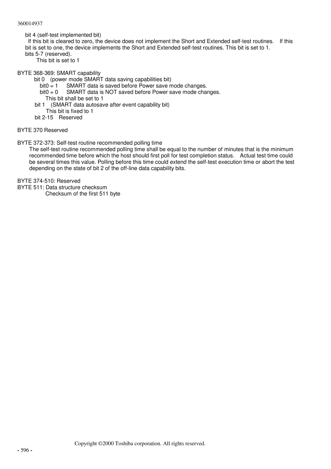 Toshiba MK6017MAP manual Copyright 2000 Toshiba corporation. All rights reserved 596 