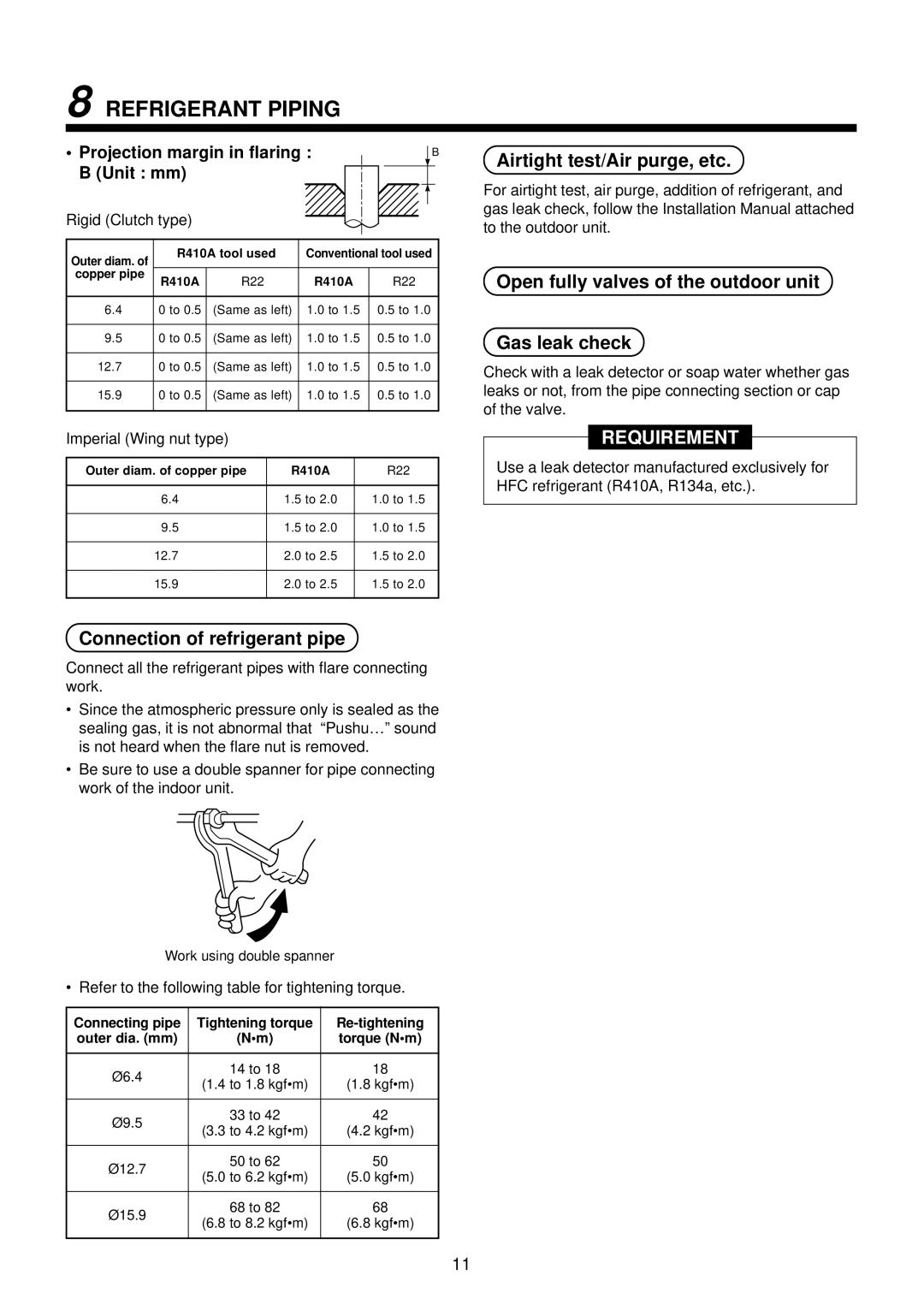 Toshiba MMK-AP0092H, MMK-AP0122H Refrigerant Piping, Connection of refrigerant pipe, Airtight test/Air purge, etc 