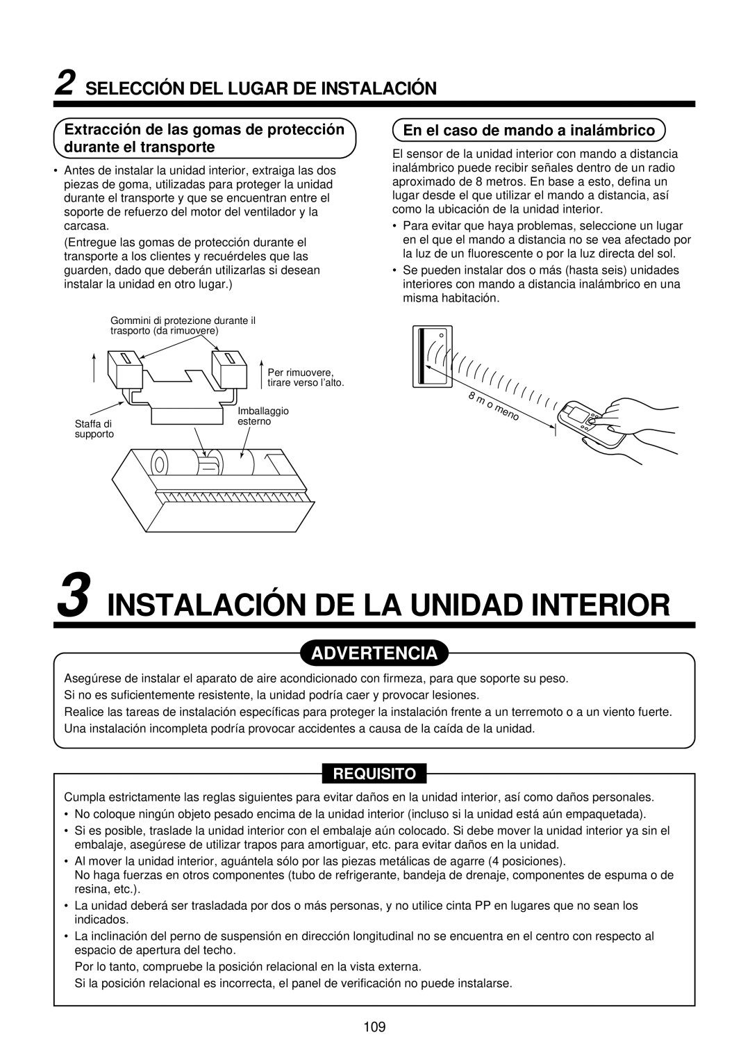 Toshiba MMU-AP0071YH installation manual Instalació N DE LA Unidad Interior, Selecció N DEL Lugar DE Instalació N 