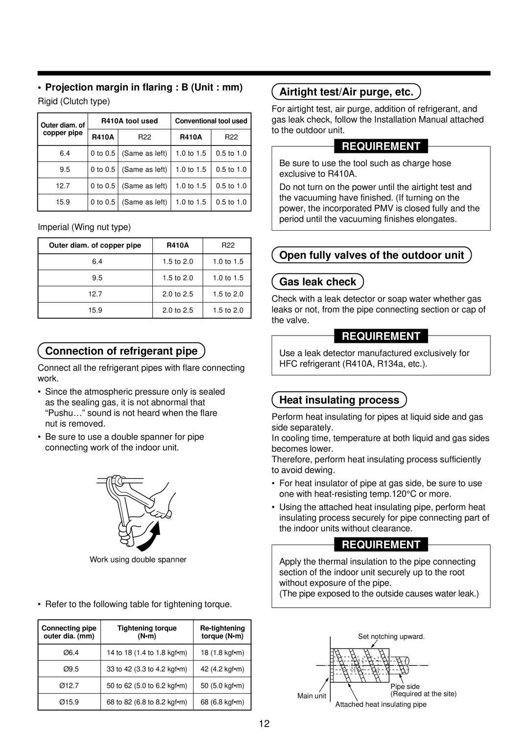 Toshiba MMU-AP0071YH Connection of refrigerant pipe, Airtight test/Air purge, etc, Heat insulating process 