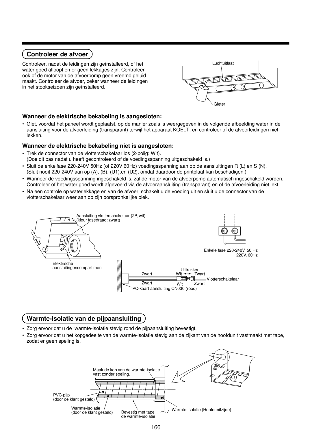 Toshiba MMU-AP0071YH installation manual Controleer de afvoer, Warmte-isolatie van de pijpaansluiting 