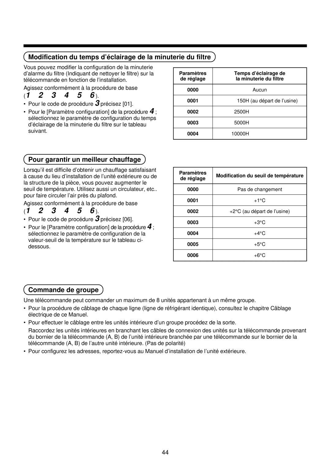 Toshiba MMU-AP0071YH installation manual Pour garantir un meilleur chauffage, Commande de groupe 