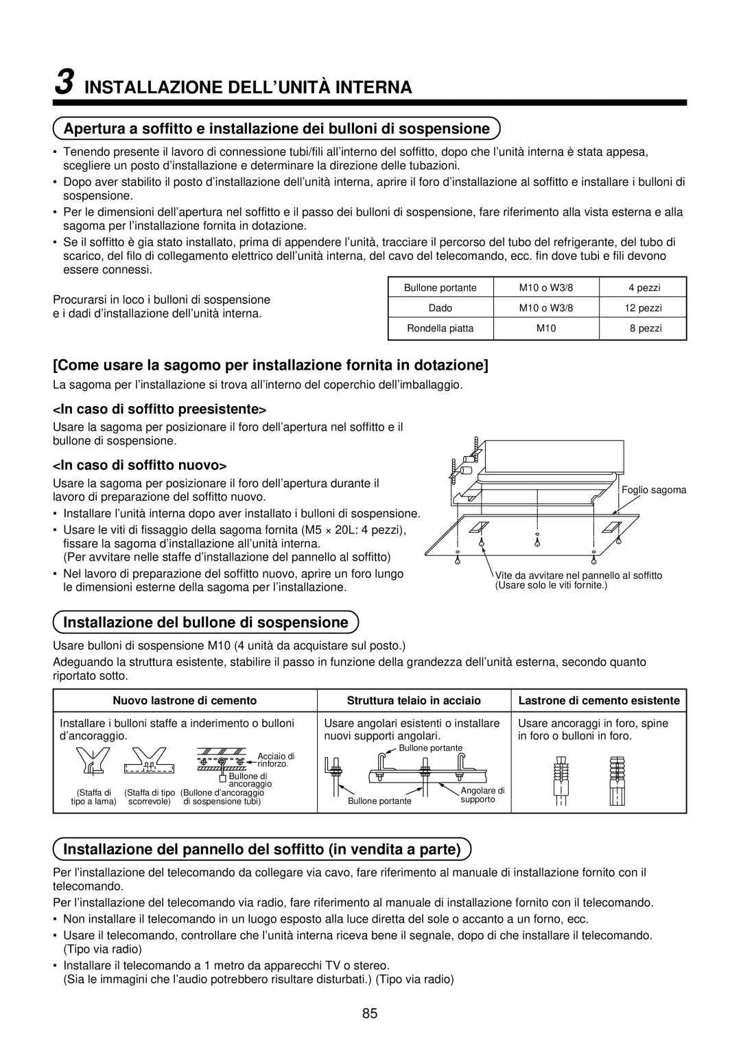 Toshiba MMU-AP0071YH Installazione DELL’UNITÀ Interna, Come usare la sagomo per installazione fornita in dotazione 