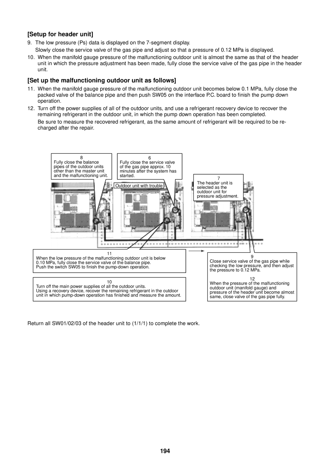 Toshiba MMU-AP0091H service manual Setup for header unit, 194 