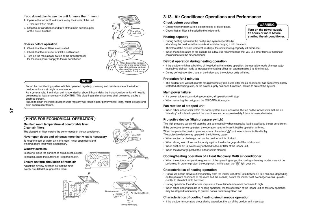 Toshiba MMU-AP0091H service manual Air Conditioner Operations and Performance 