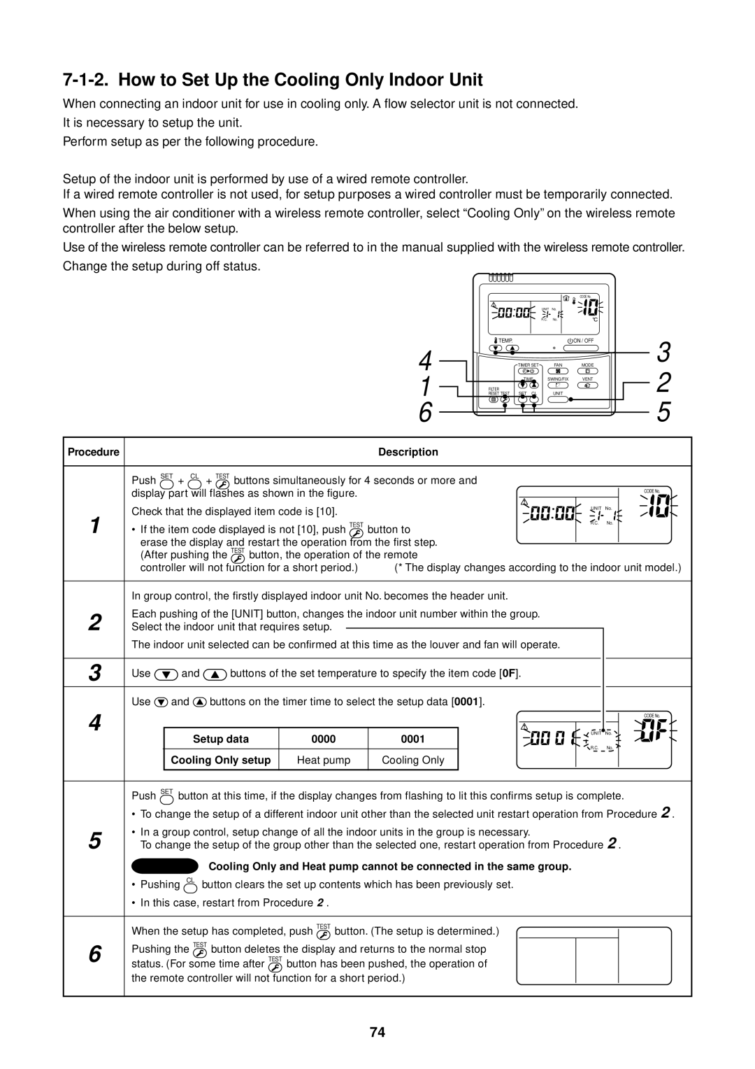 Toshiba MMU-AP0091H service manual How to Set Up the Cooling Only Indoor Unit, Description, 0000 0001, Setup data 