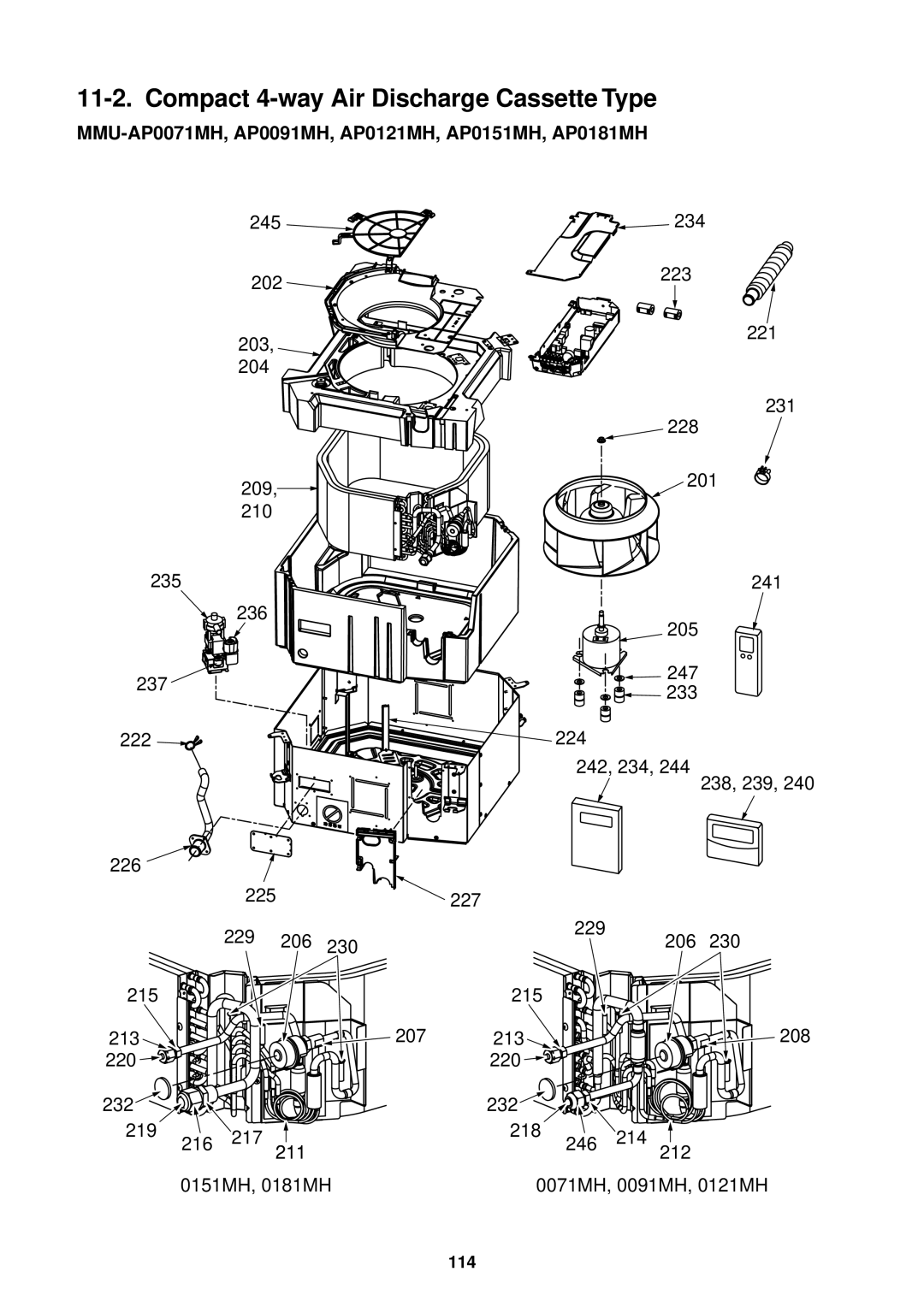 Toshiba MMU-AP0121MH Compact 4-way Air Discharge Cassette Type, MMU-AP0071MH, AP0091MH, AP0121MH, AP0151MH, AP0181MH, 211 