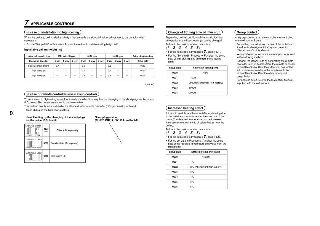 Toshiba MMU-AP0121MH, MMU-AP0181MH Case of installation to high ceiling, Case of remote controller-less Group control 