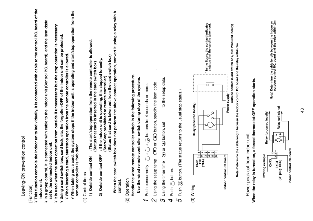 Toshiba MMU-AP0071MH, MMU-AP0181MH Leaving-ON prevention control, Power peak-cut from indoor unit, Using the setup temp 