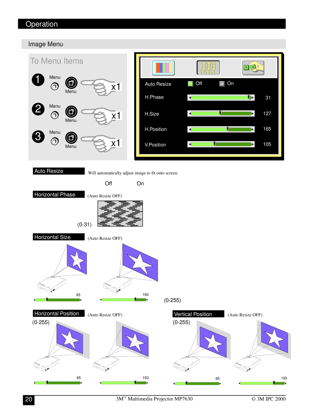 Toshiba MP7630 manual To Menu Items, Image Menu 