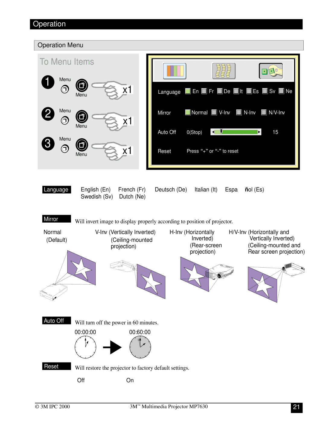 Toshiba MP7630 manual To Menu Items, Operation Menu 