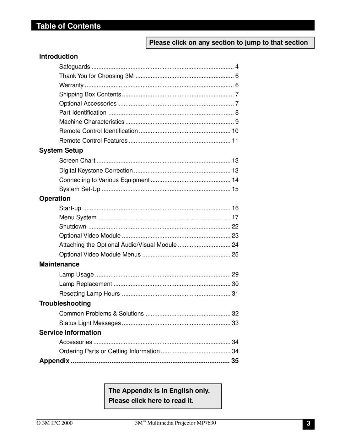 Toshiba MP7630 manual Table of Contents 