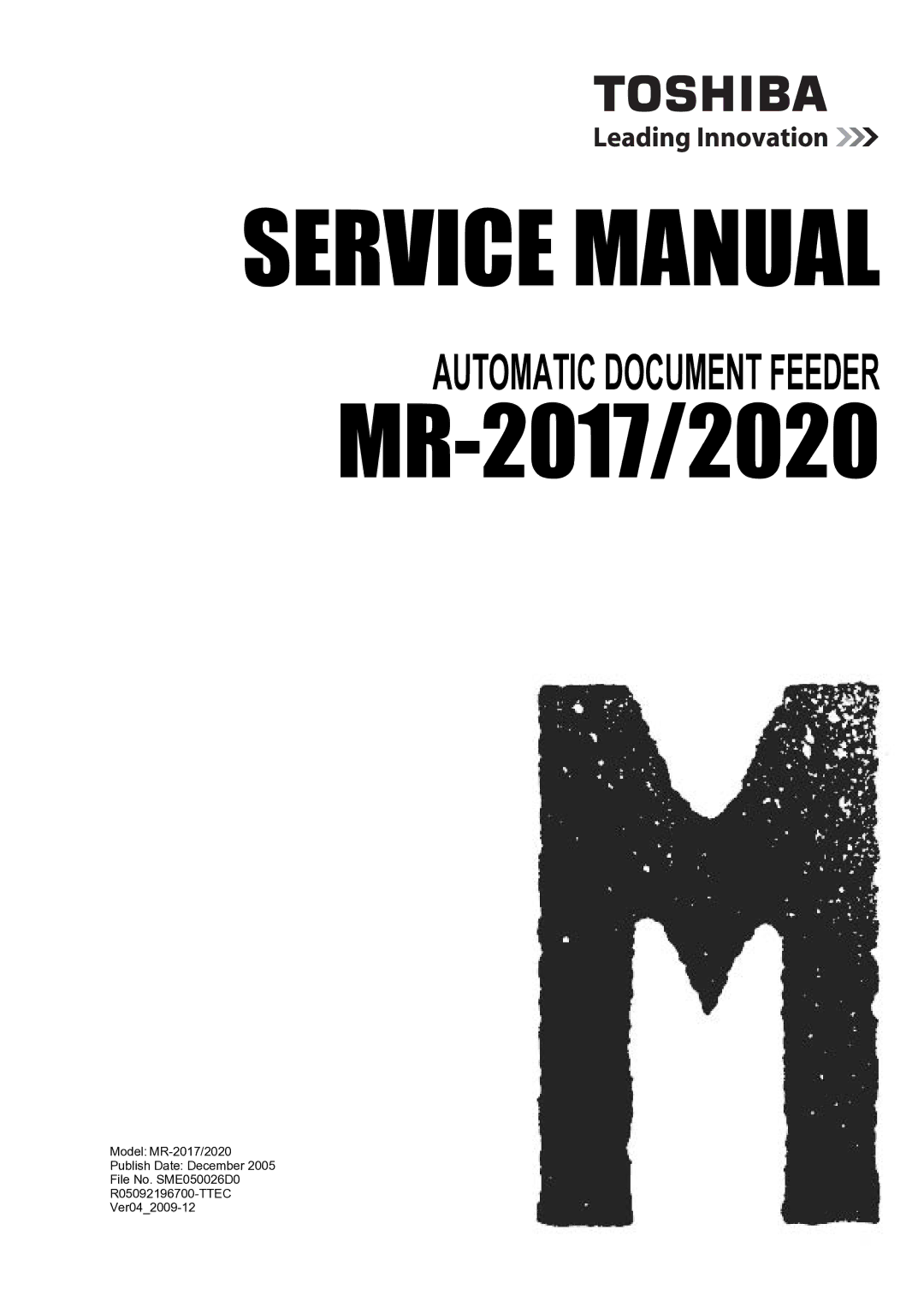 Toshiba MR-2020 service manual MR-2017/2020 