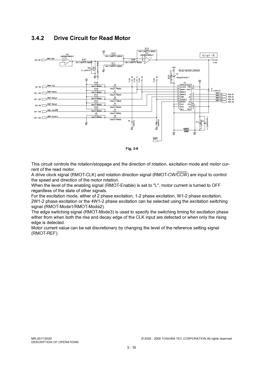 Toshiba MR-2017, MR-2020 service manual Drive Circuit for Read Motor 