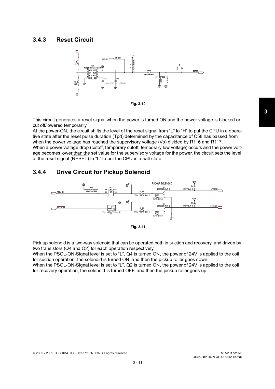 Toshiba MR-2020, MR-2017 service manual Reset Circuit 